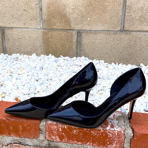 White House Black Market Black Patent Leather D’Orsay Pumps Heels SZ 8.5 NEW - Picture 3 of 12